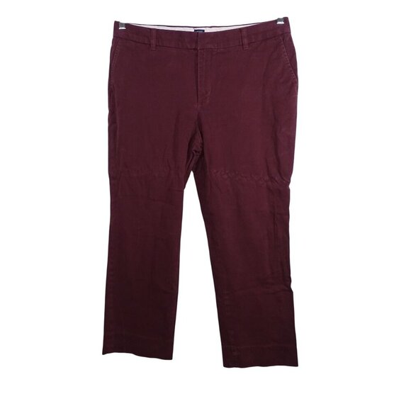 Gap Stretch Straight Chino Cropped Pants Women Size 14 Burgundy Red Pockets - Picture 1 of 15
